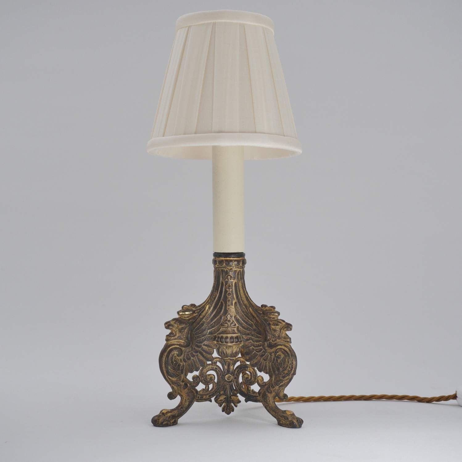 An Antique Gothic Brass Table Lamp 