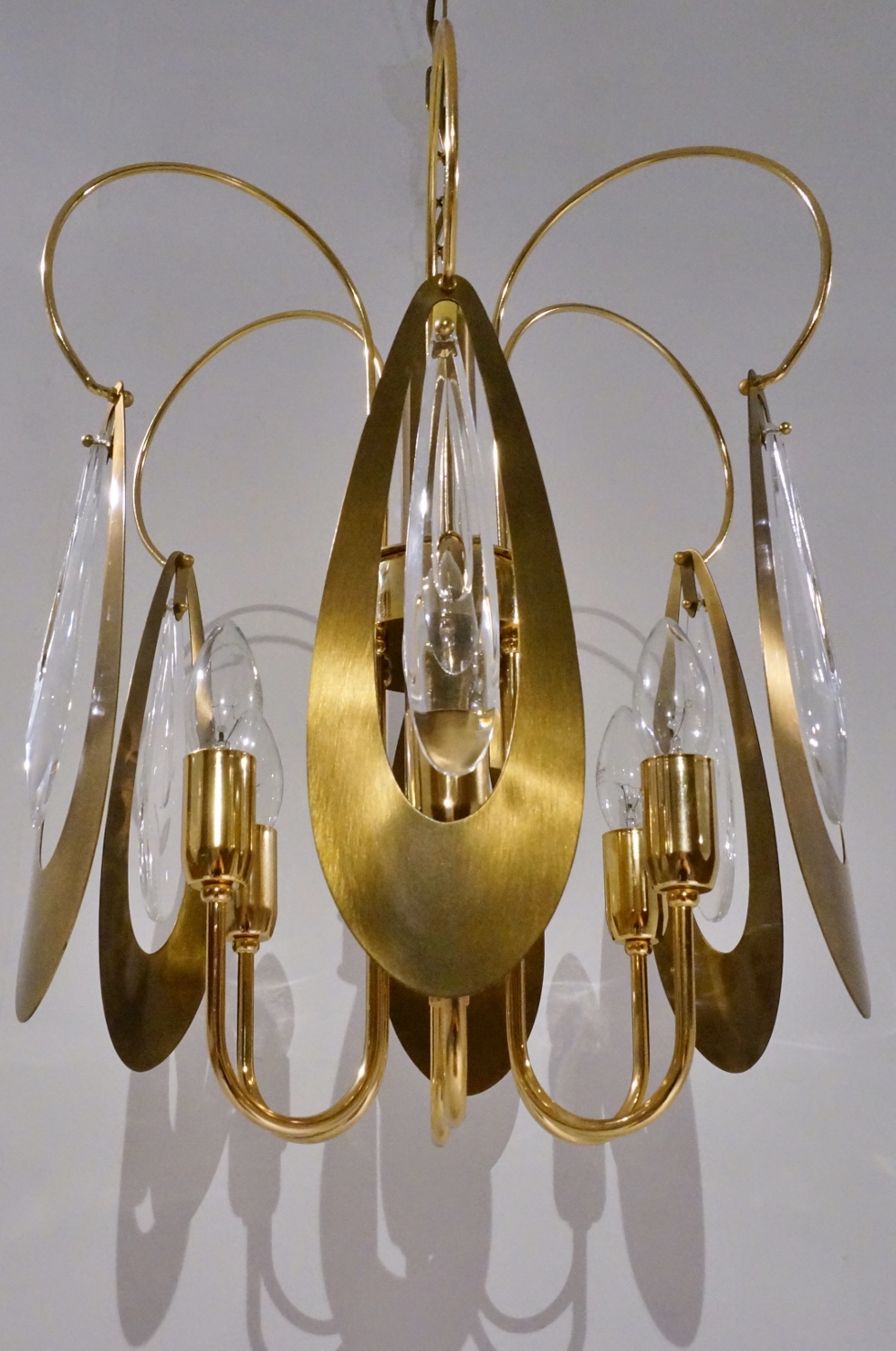 Small ornate gold-plated brass chandelier from Italy — italian