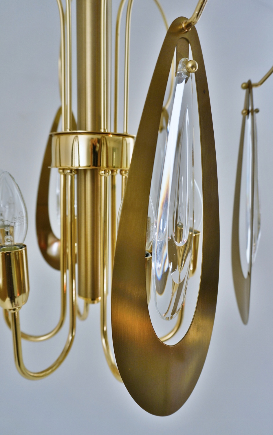 Small ornate gold-plated brass chandelier from Italy — italian