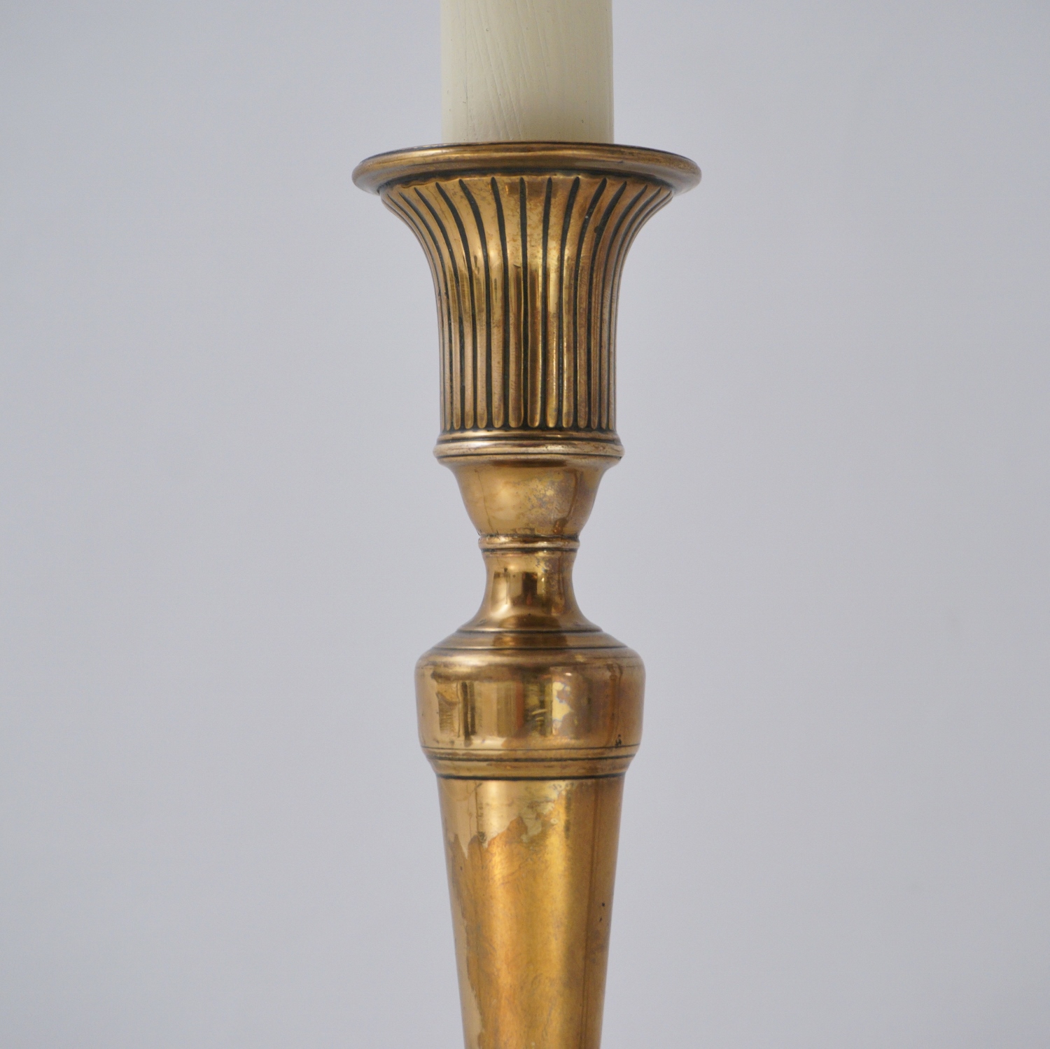 Brass Candlestick Fluted Stem Brass Candle Holder Vintage