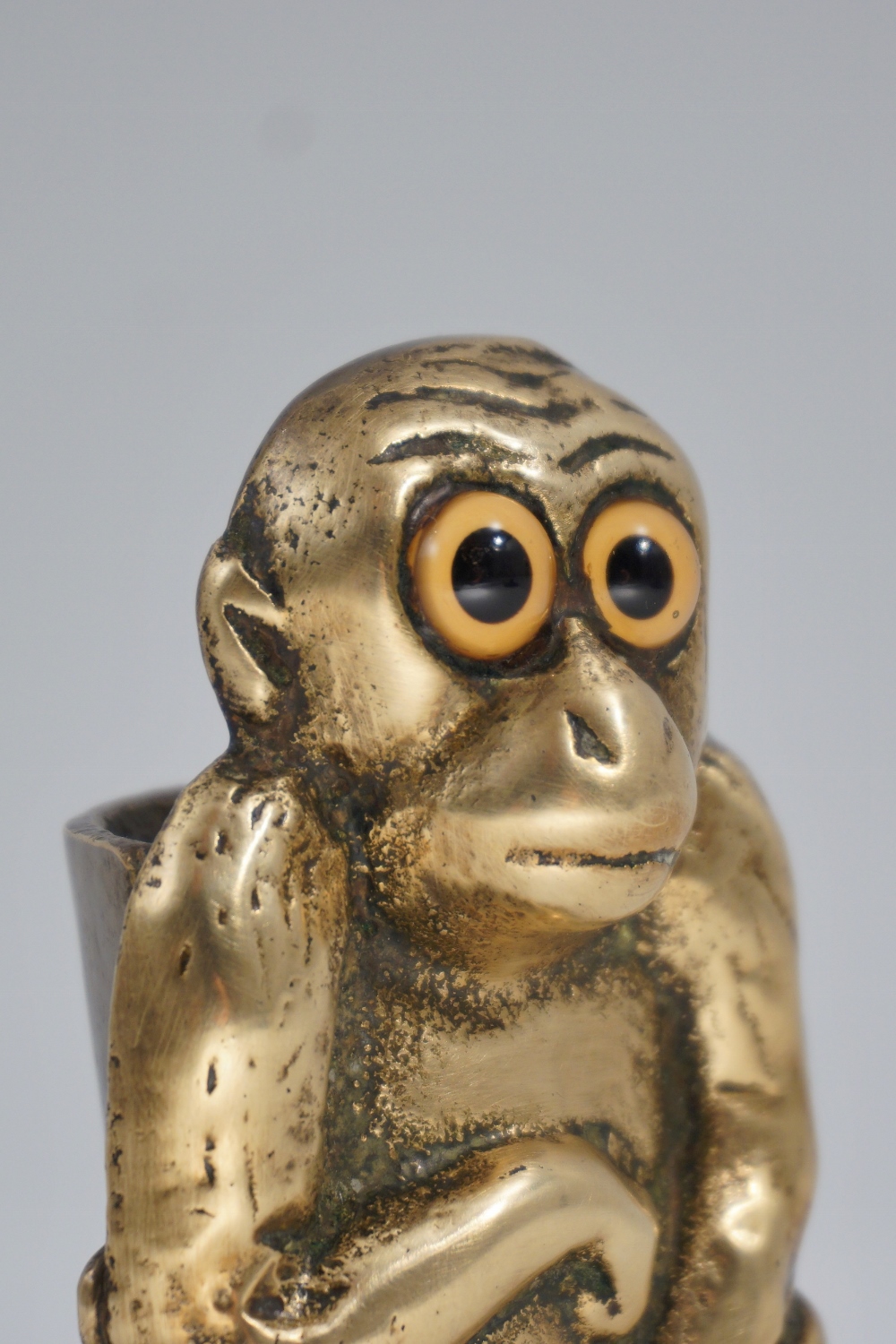 Brass monkey pen/brush/toothpick holder, 1920`s ca, English in Antique &  Vintage Decorative Objects from Roomscape