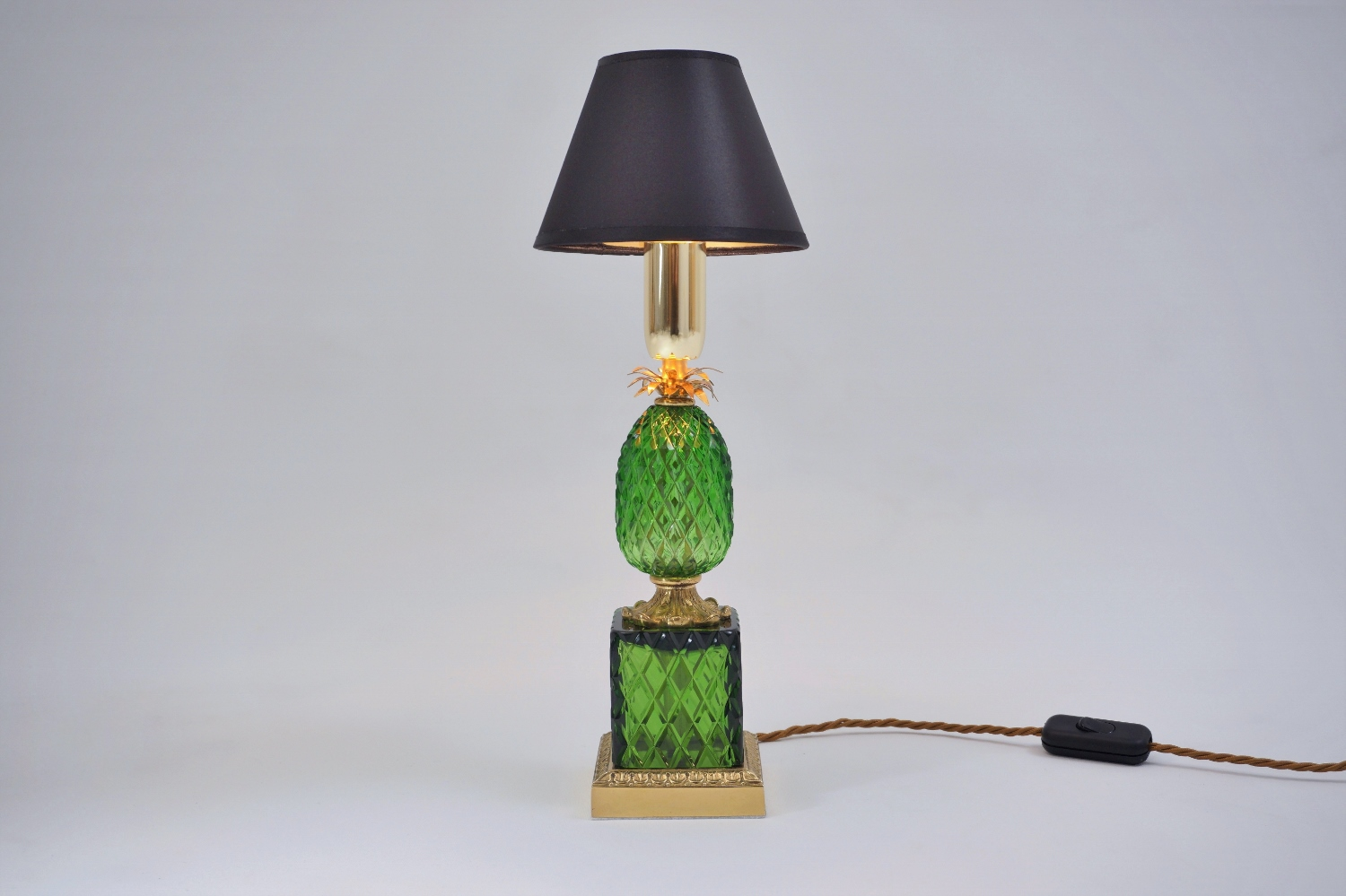 Maison Charles pineapple lamp, crystal & gilt bronze, 1950`s ca, French in  Antique & Vintage Table Lamps from Roomscape