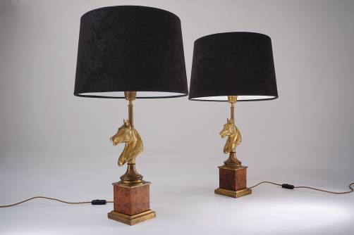 French Pinecone Lamps in Brass with Orignal Shade from Maison Charles,  1960s for sale at Pamono