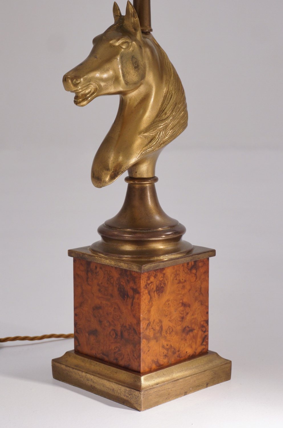 Large 20th Century Brass Horse Head Table Lamp from La Maison Charles,  France for sale at Pamono