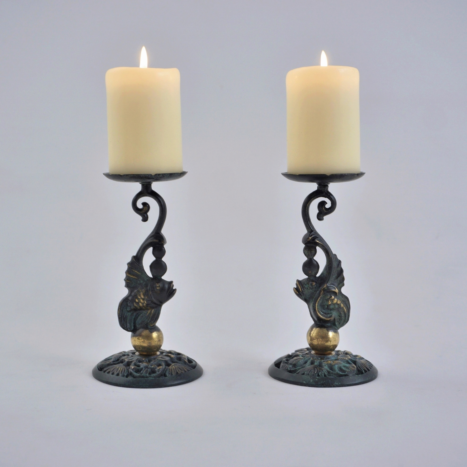 Candlesticks Pair Gothic | French Antique Gilded Bronze Candle Holders |  24.4_